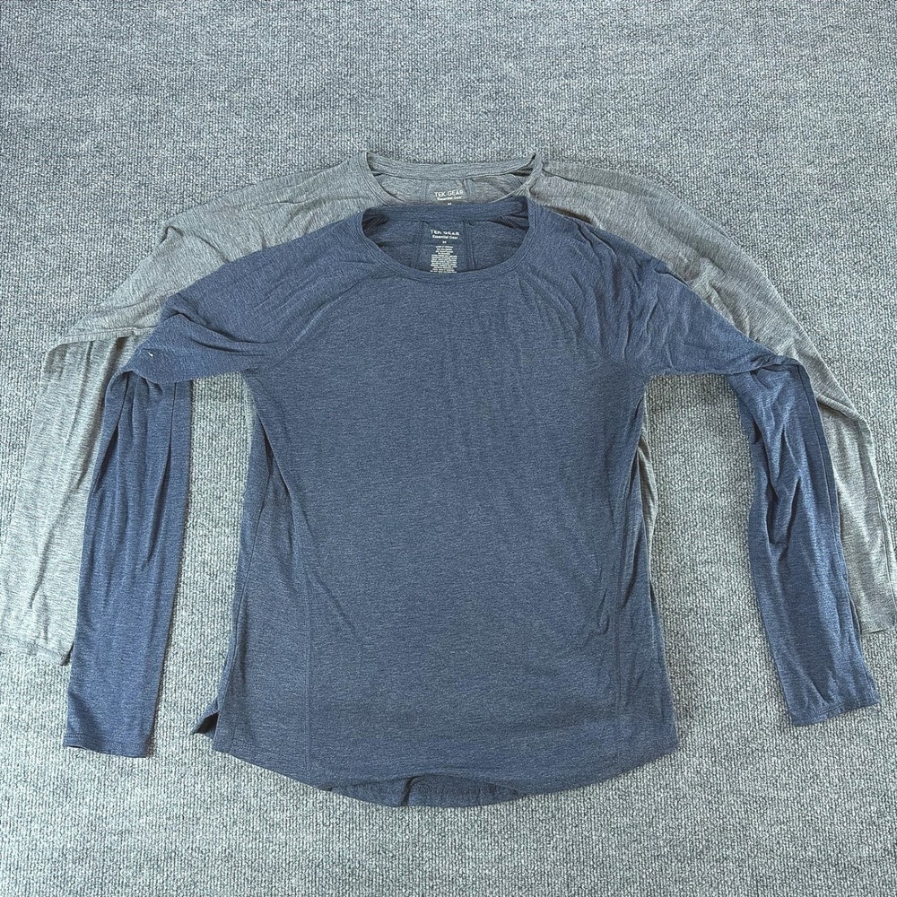 Tek Gear Bundle Womens Medium Blue Heather Long Sleeve Workout Top Thumbholes